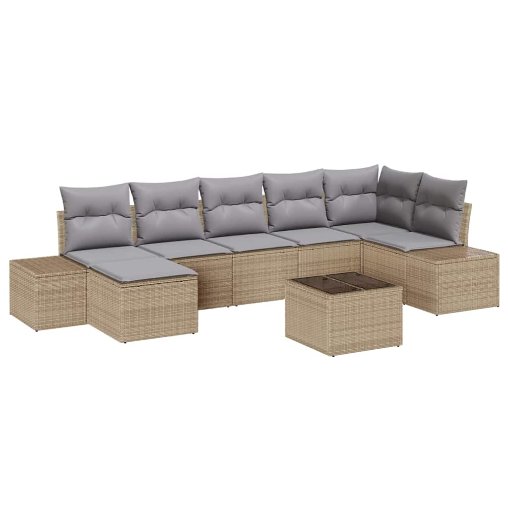 Set Divano da Giardino con cuscino 8 pcs Beige polyrattan | homemem39