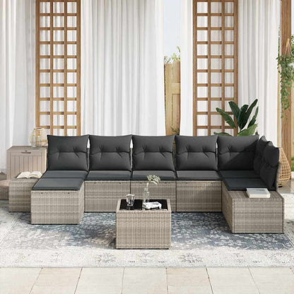 Set Divano da Giardino 8 pcs Grigio chiaro polyrattan | homemem39