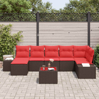 Set Divano da Giardino con cuscino 8 pcs Marrone polyrattan | homemem39