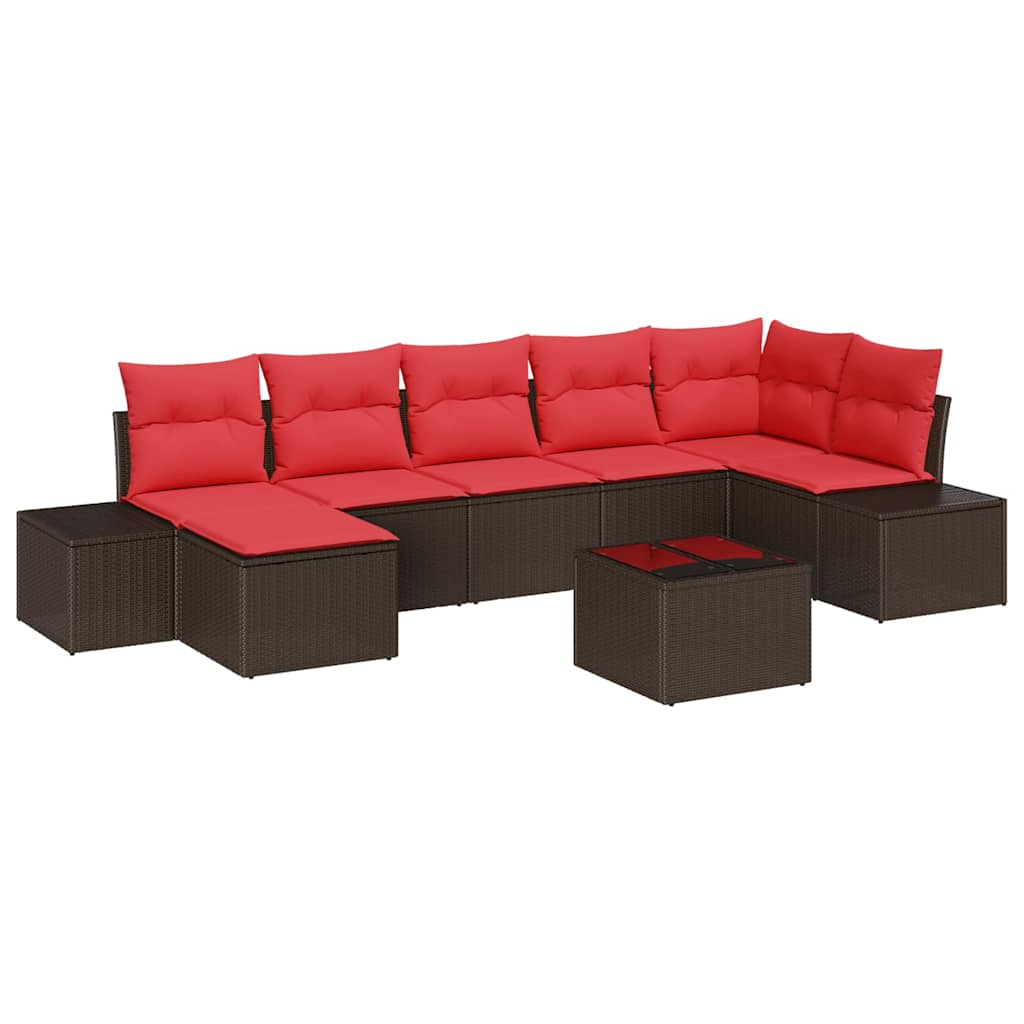 Set Divano da Giardino con cuscino 8 pcs Marrone polyrattan | homemem39