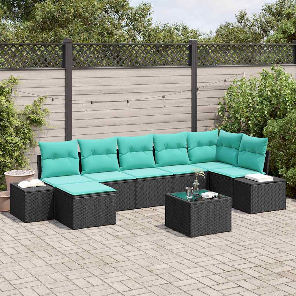 Set Divano da Giardino 8 pz Nero polyrattan | homemem39