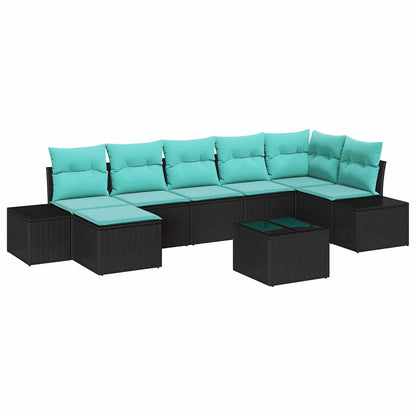 Set Divano da Giardino 8 pz Nero polyrattan | homemem39