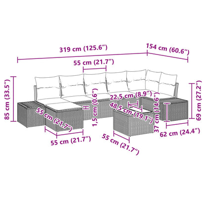 Set Divano da Giardino 8 pz Nero polyrattan | homemem39