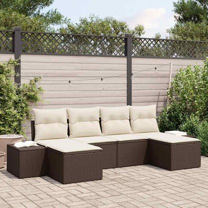 Set Divano da Giardino con cuscino 6 pcs Marrone polyrattan | homemem39