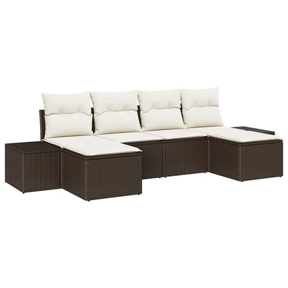 Set Divano da Giardino con cuscino 6 pcs Marrone polyrattan | homemem39