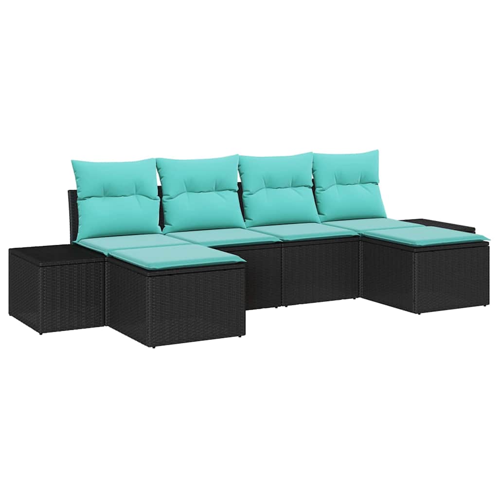 Set Divano da Giardino 6 pz Nero polyrattan | homemem39