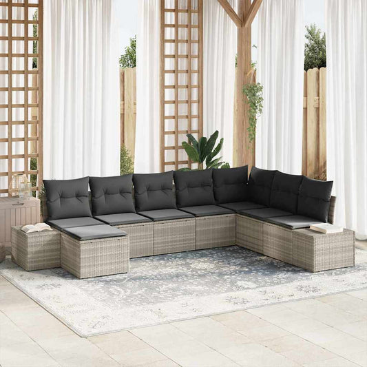 Set Divano da Giardino con cuscino 8 pcs polyrattan