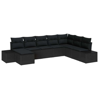 Set Divano da Giardino con cuscino 8 pcs Nero polyrattan | homemem39