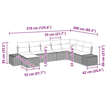 Set Divano da Giardino con cuscino 8 pcs Nero polyrattan | homemem39