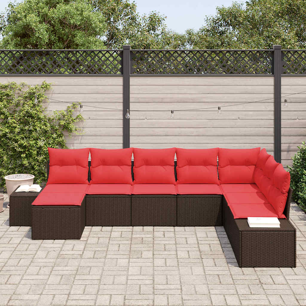 Set Divano da Giardino con cuscino 8 pcs Marrone polyrattan | homemem39