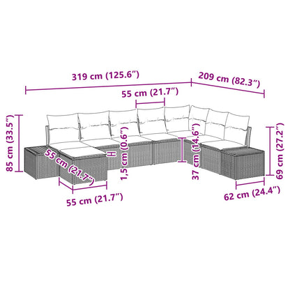 Set Divano da Giardino 8 pz Nero polyrattan | homemem39