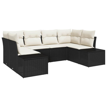 Set Divano da Giardino con cuscino 6 pcs Nero polyrattan | homemem39