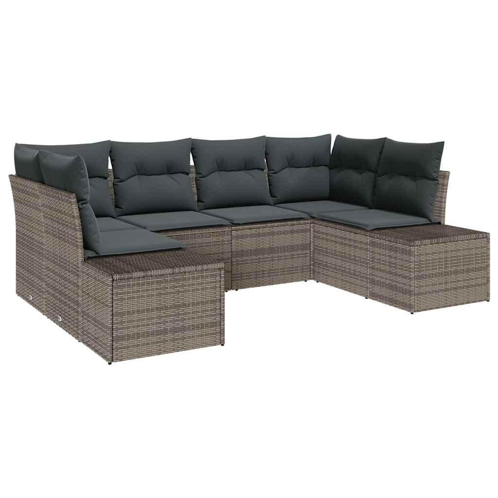 Set Divano da Giardino con cuscino 6 pcs Grigio polyrattan | homemem39