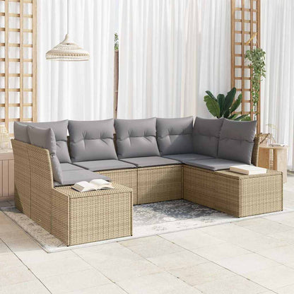 Set Divano da Giardino con cuscino 6 pcs Beige polyrattan | homemem39