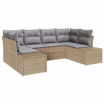 Set Divano da Giardino con cuscino 6 pcs Beige polyrattan | homemem39