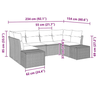 Set Divano da Giardino con cuscino 6 pcs Beige Poly Rattan