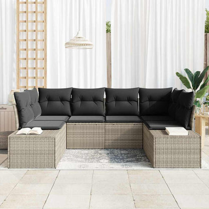 Set Divano da Giardino 6 pcs Grigio chiaro polyrattan | homemem39