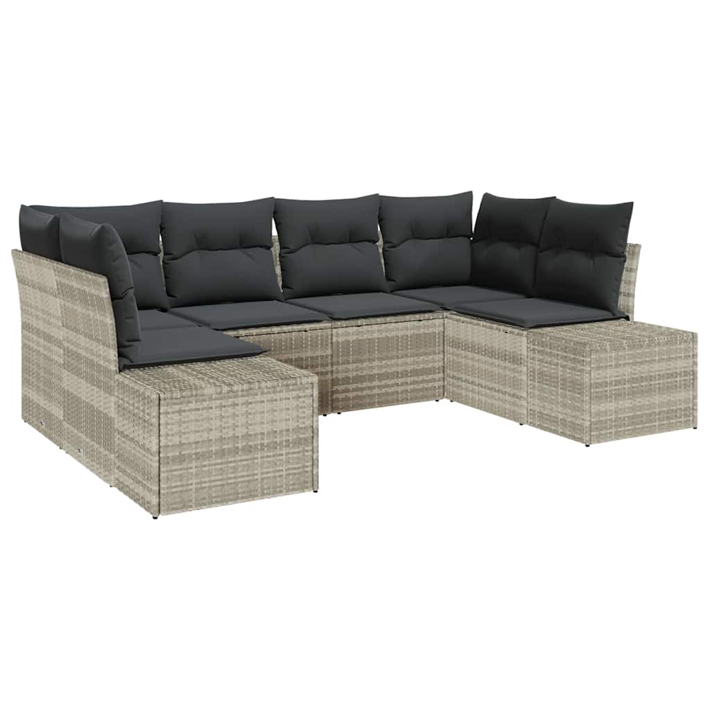 Set Divano da Giardino 6 pcs Grigio chiaro polyrattan | homemem39