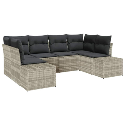 Set Divano da Giardino 6 pcs Grigio chiaro polyrattan | homemem39