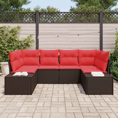 Set Divano da Giardino con cuscino 6 pcs Marrone polyrattan | homemem39