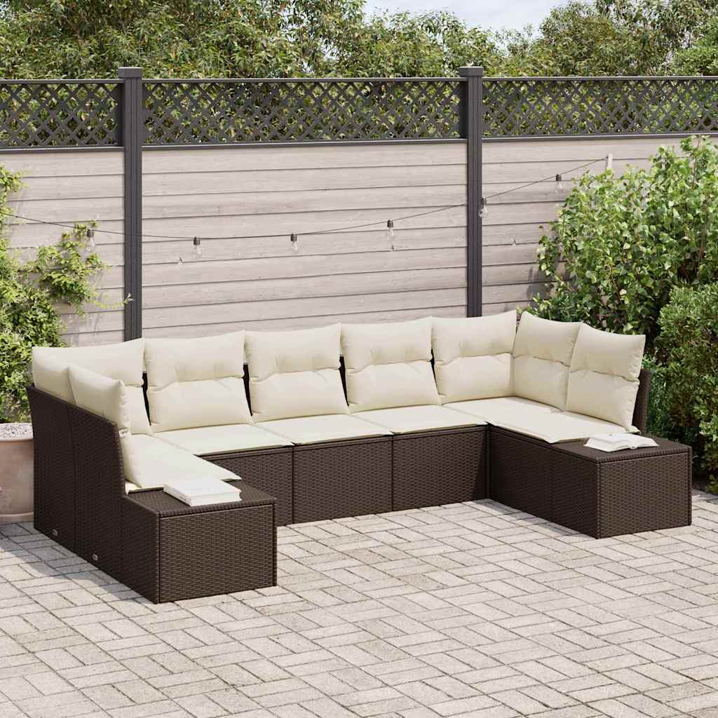 Set Divano da Giardino con cuscino 7 pcs Marrone polyrattan | homemem39