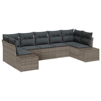 Set Divano da Giardino con cuscino 7 pcs Grigio Poly Rattan