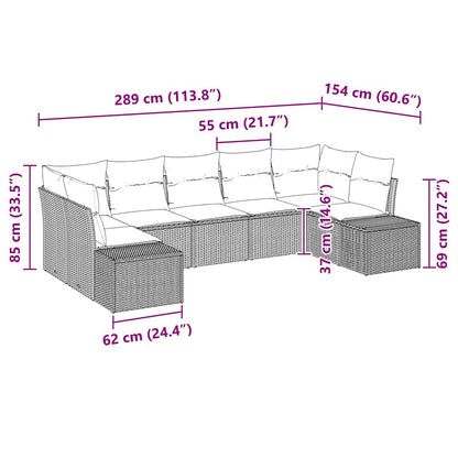Set Divano da Giardino con cuscino 7 pcs Grigio Poly Rattan