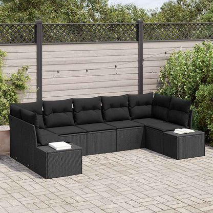 Set Divano da Giardino con cuscino 7 pcs Nero polyrattan | homemem39