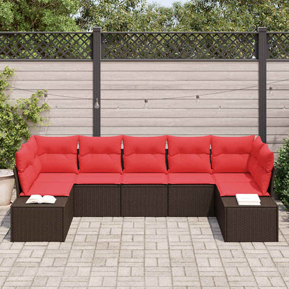 Set Divano da Giardino con cuscino 7 pcs Marrone polyrattan