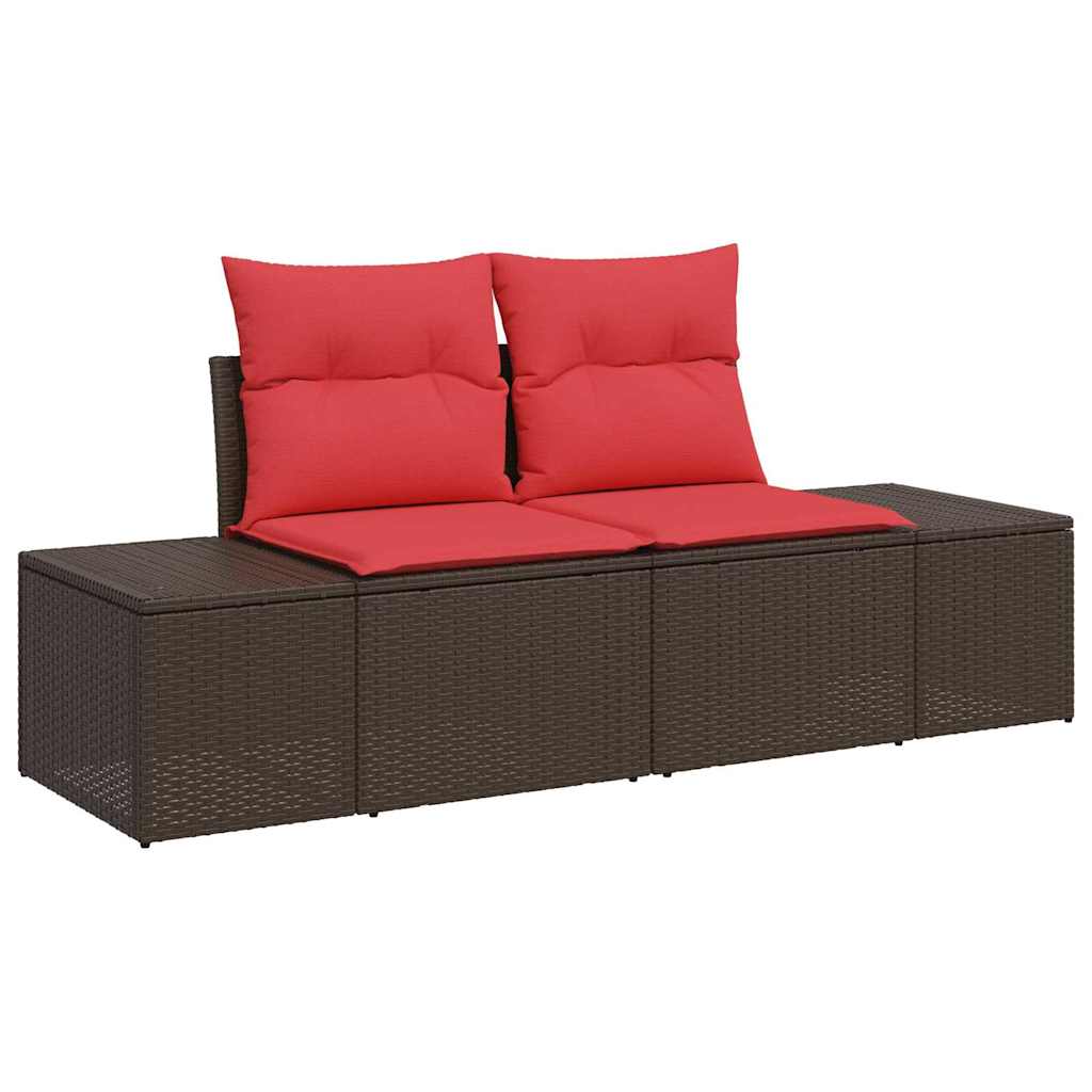 Set Divano da Giardino con cuscino 7 pcs Marrone polyrattan