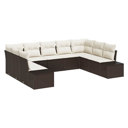 Set Divano da Giardino con cuscino 9 pcs Marrone polyrattan | homemem39