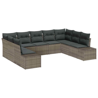Set Divano da Giardino con cuscino 9 pcs Grigio polyrattan | homemem39