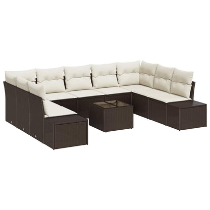 Set Divano da Giardino con cuscino 10 pcs Marrone polyrattan | homemem39