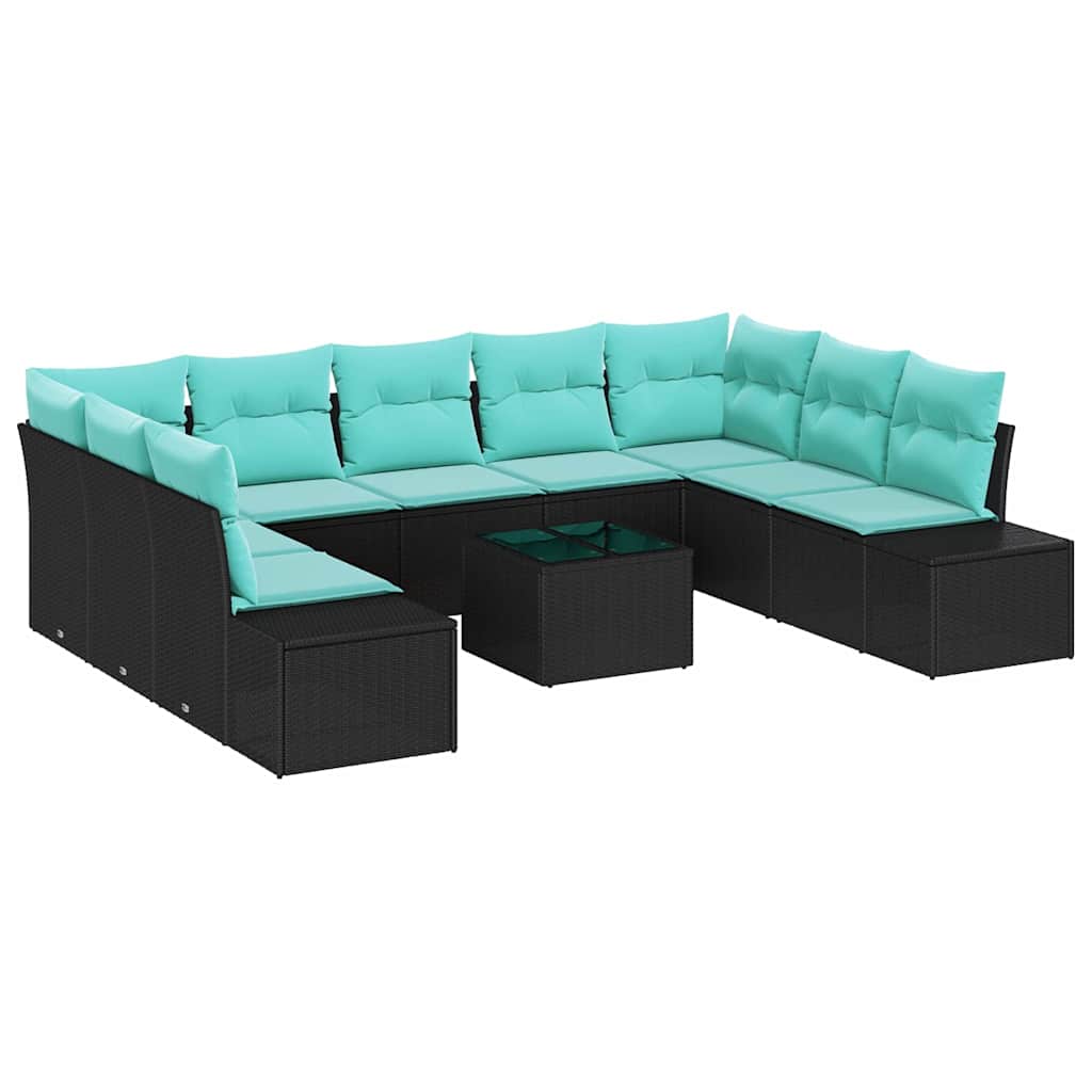 Set Divano da Giardino 10 pz Nero polyrattan | homemem39