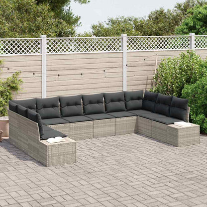 Set Divano da Giardino 10 pcs Grigio chiaro polyrattan | homemem39