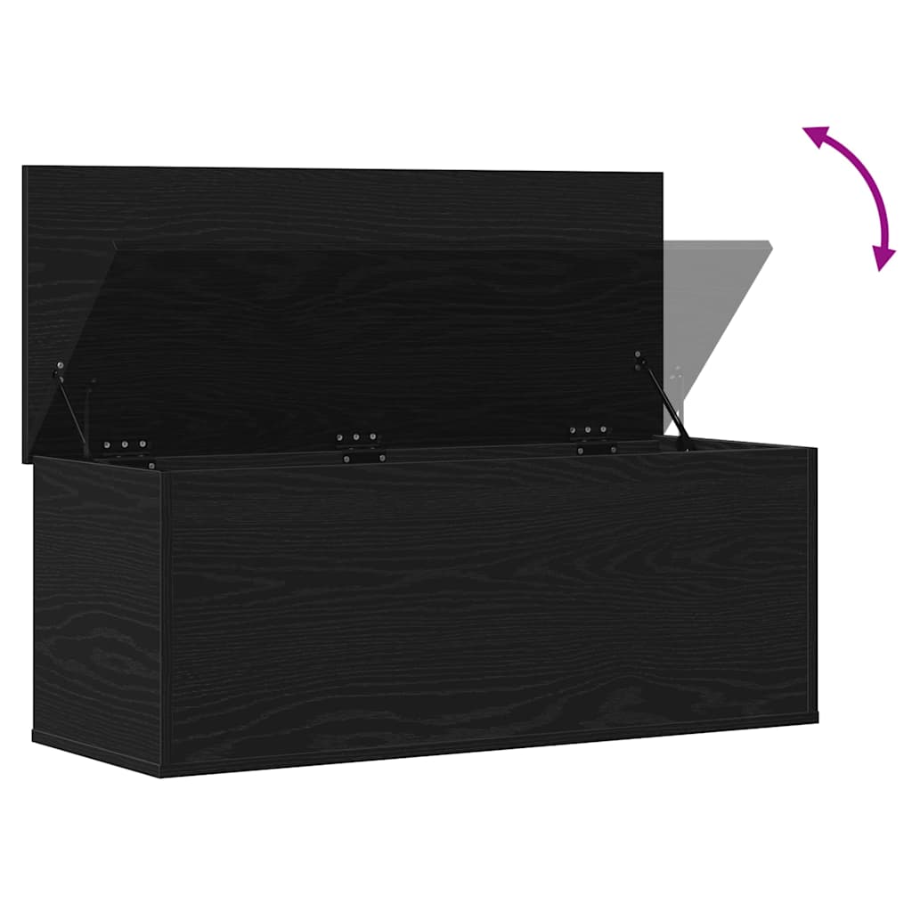 Scatola di Stoccaggio Rovere Nero 90 x 35 x 35 cm | homemem39