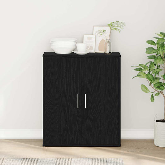 Credenza Rovere Nero 60x31x70 cm in Legno Multistrato - homemem39