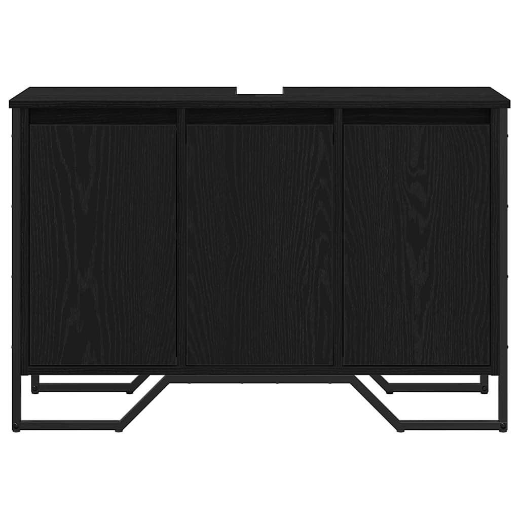 Armadio per Lavabo da Bagno Rovere Nero 91 x 35 x 60 cm