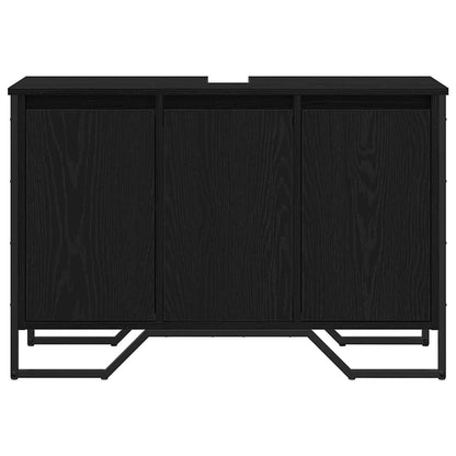 Armadio per Lavabo da Bagno Rovere Nero 91 x 35 x 60 cm