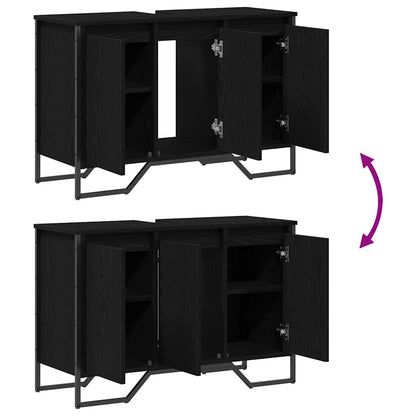 Armadio per Lavabo da Bagno Rovere Nero 91 x 35 x 60 cm | homemem39
