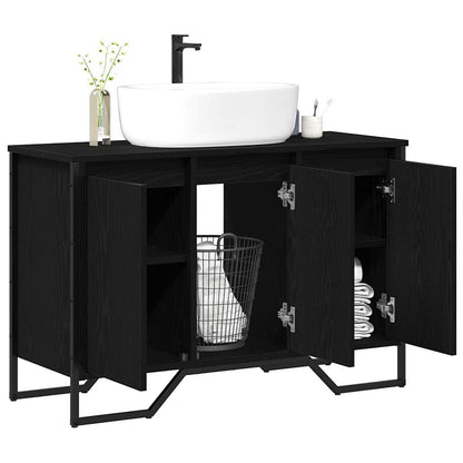 Armadio per Lavabo da Bagno Rovere Nero 91 x 35 x 60 cm
