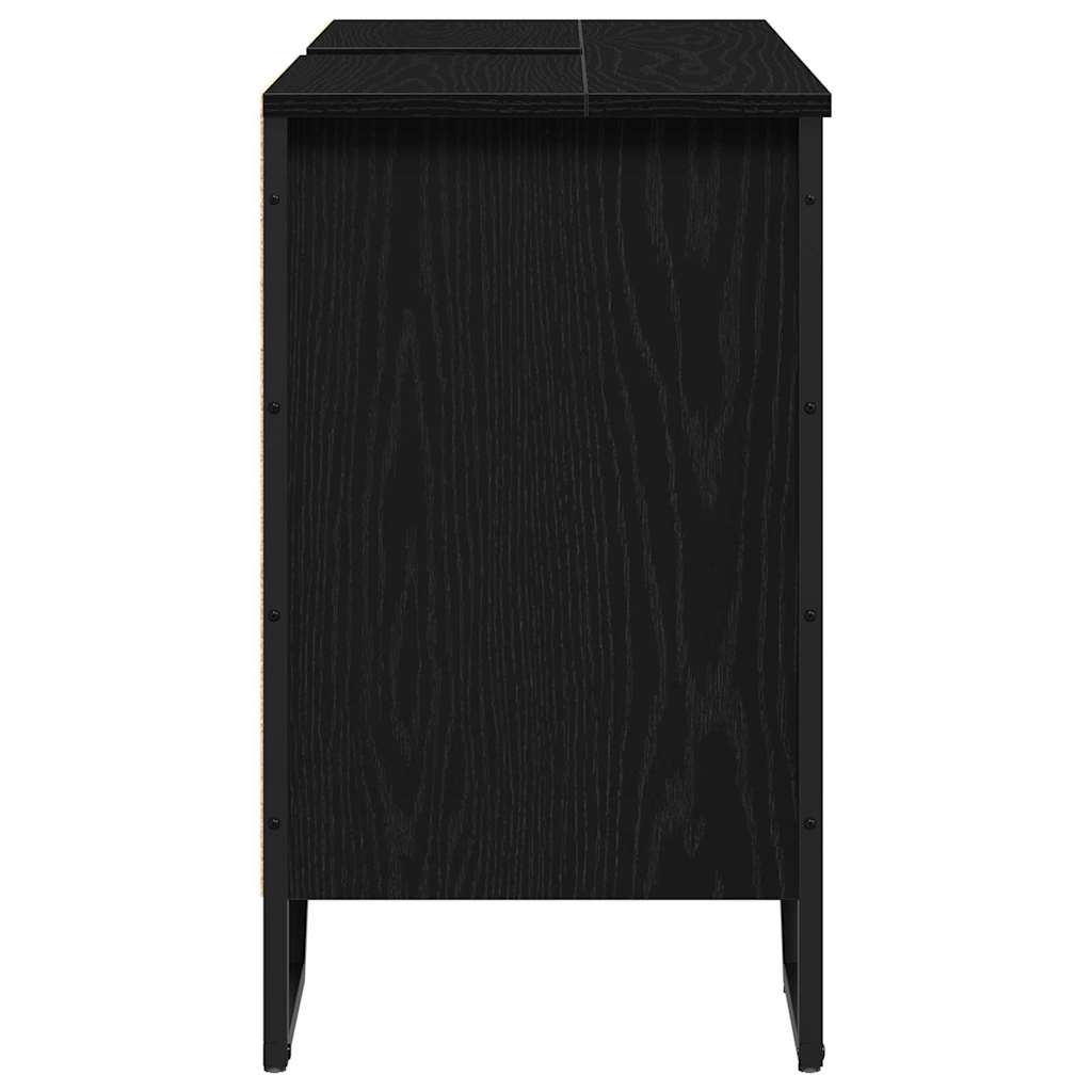 Armadio per Lavabo da Bagno Rovere Nero 91 x 35 x 60 cm | homemem39