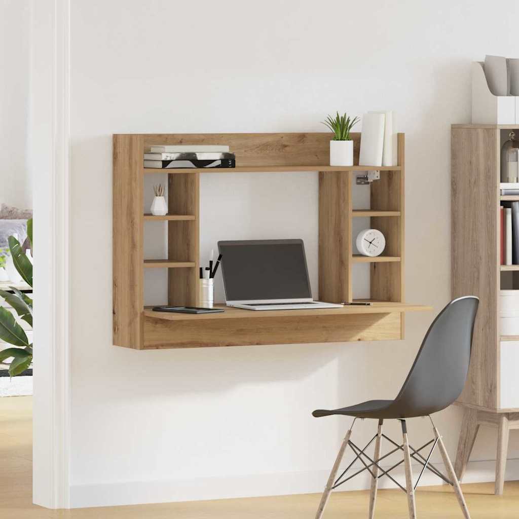 Scrivania a parete rovere artigianale 105 x 48 x 75 cm