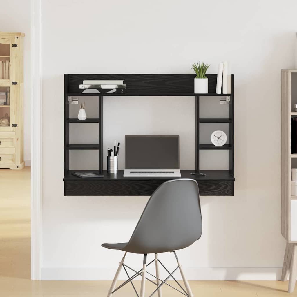 Scrivania a parete Rovere nero 105 x 48 x 75 cm