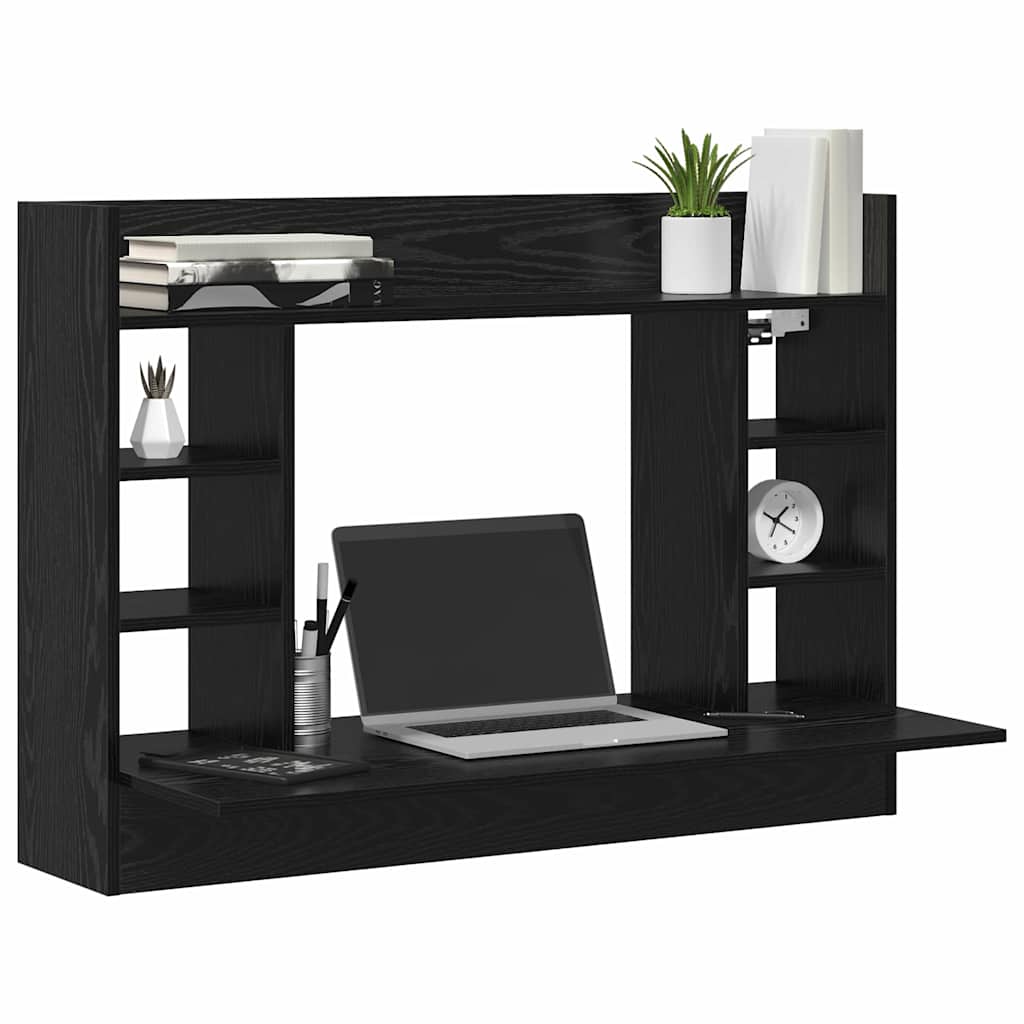 Scrivania a parete Rovere nero 105 x 48 x 75 cm