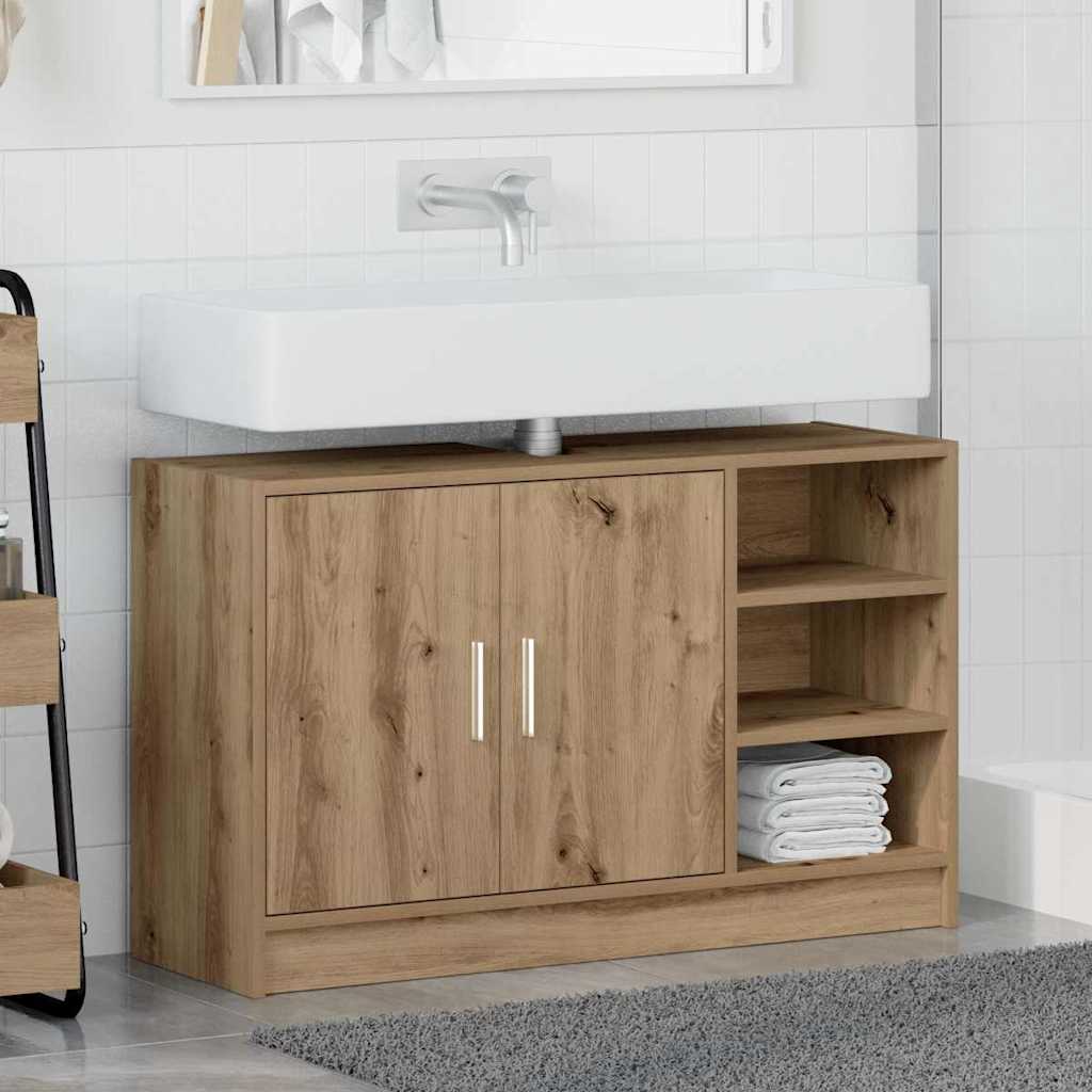 Mobile da Bagno con porta Rovere artigianale 90 x 29 x 55 cm | homemem39