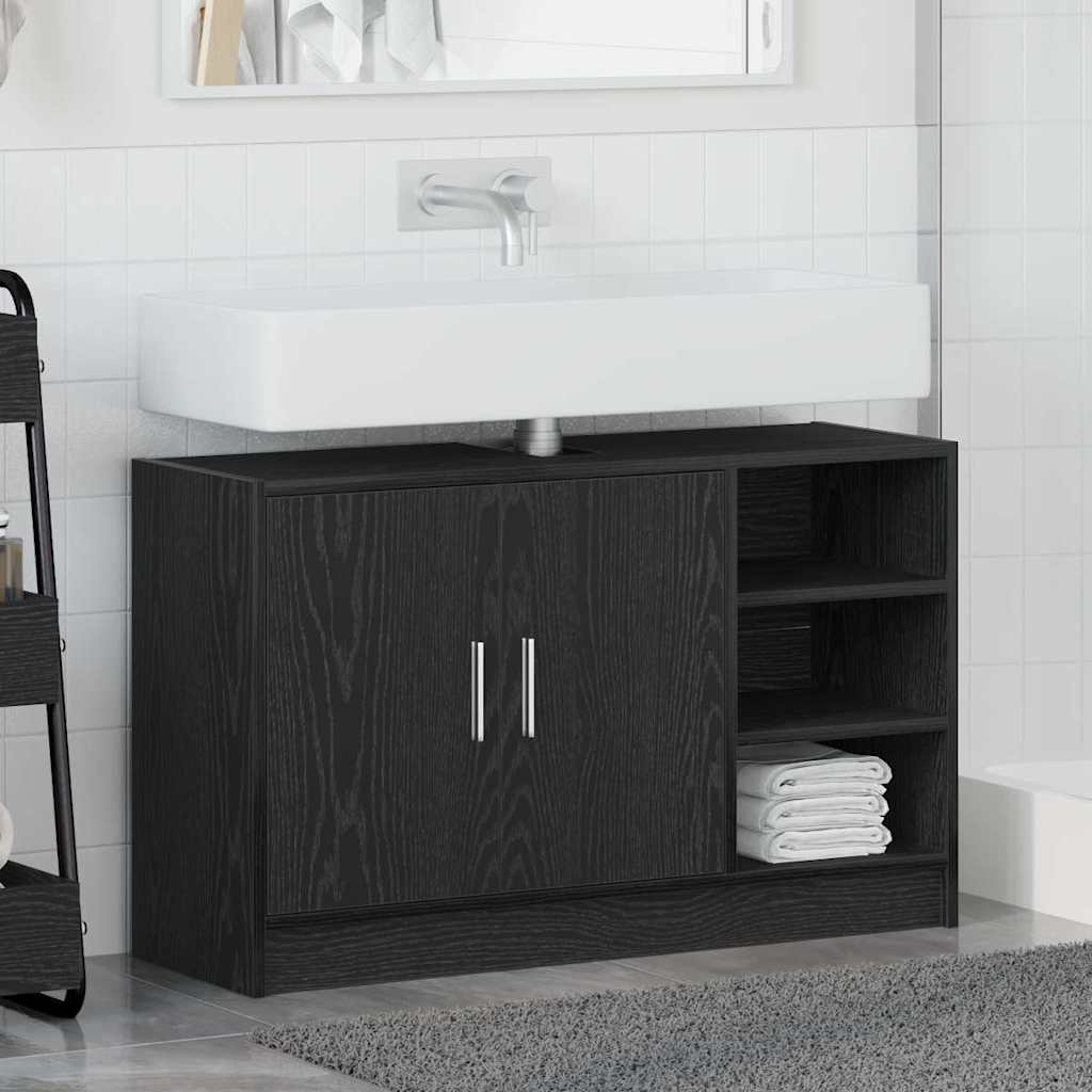 Mobile da Bagno Rovere Nero 90 x 29 x 55 cm Legno multistrato