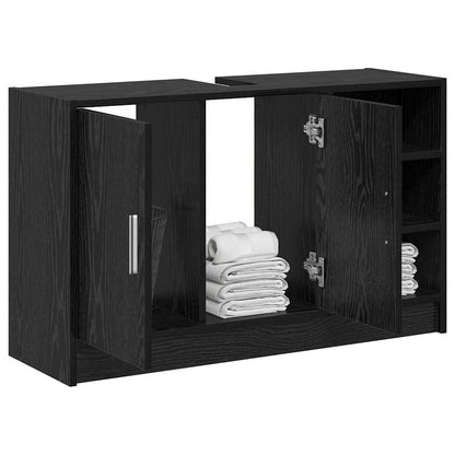 Mobile da Bagno Rovere Nero 90 x 29 x 55 cm Legno multistrato | homemem39