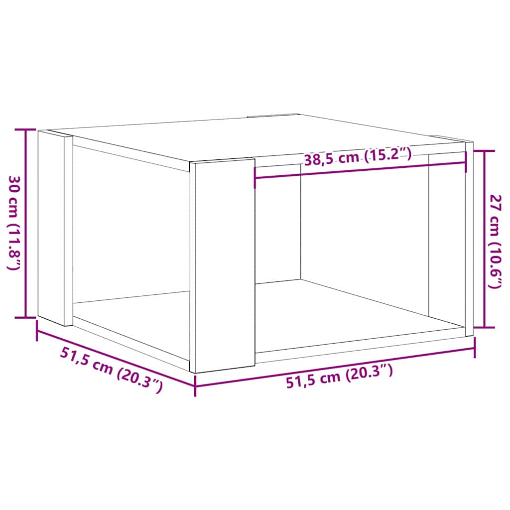 Tavolino da salotto Rovere Nero 51,5 x 51,5 x 30 cm