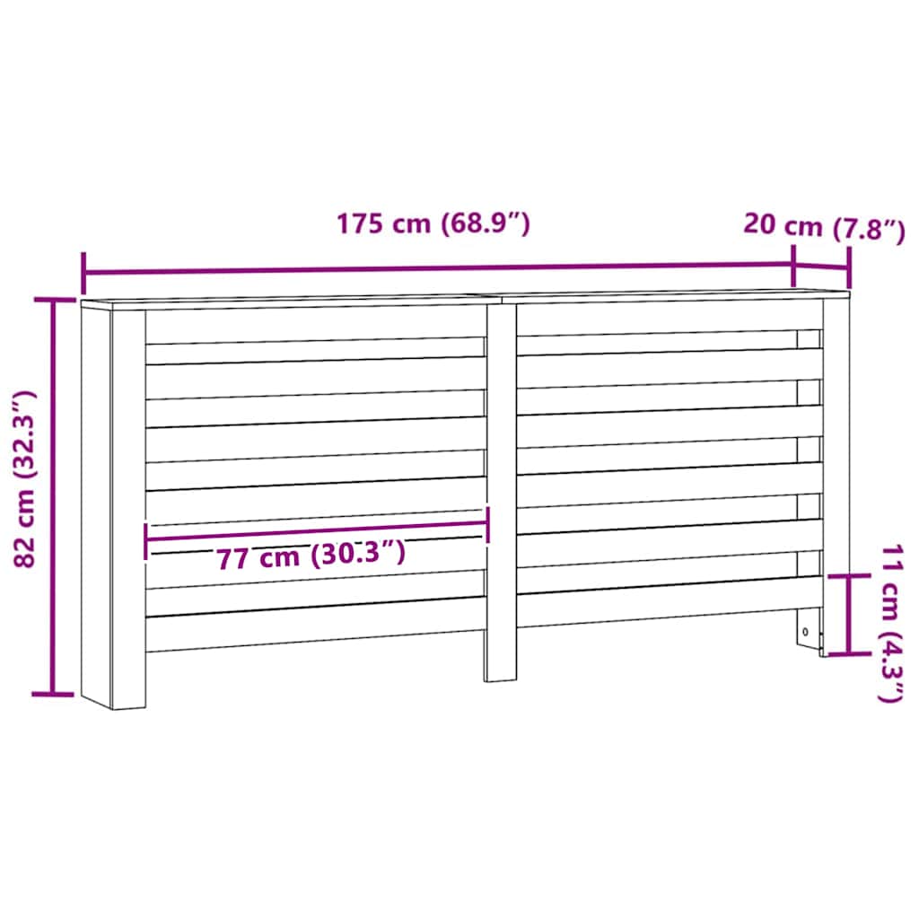 Copertura per radiatori Rovere Nero 175 x 20 x 82 cm